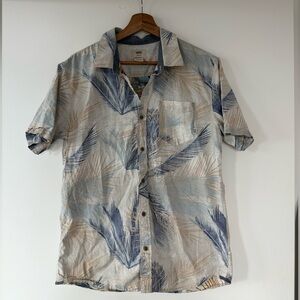 Vans Men's Casual Blue and Tan Palm Shirt
